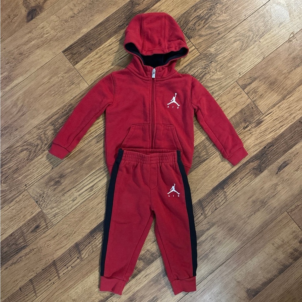 Jordan Kids Red and Black Sweatpants Set